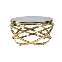 COUCHTISCH Grau, Goldfarben L: 80 cm - Goldfarben/Grau, Design, Glas/Metall (80/80/42cm) - Livetastic