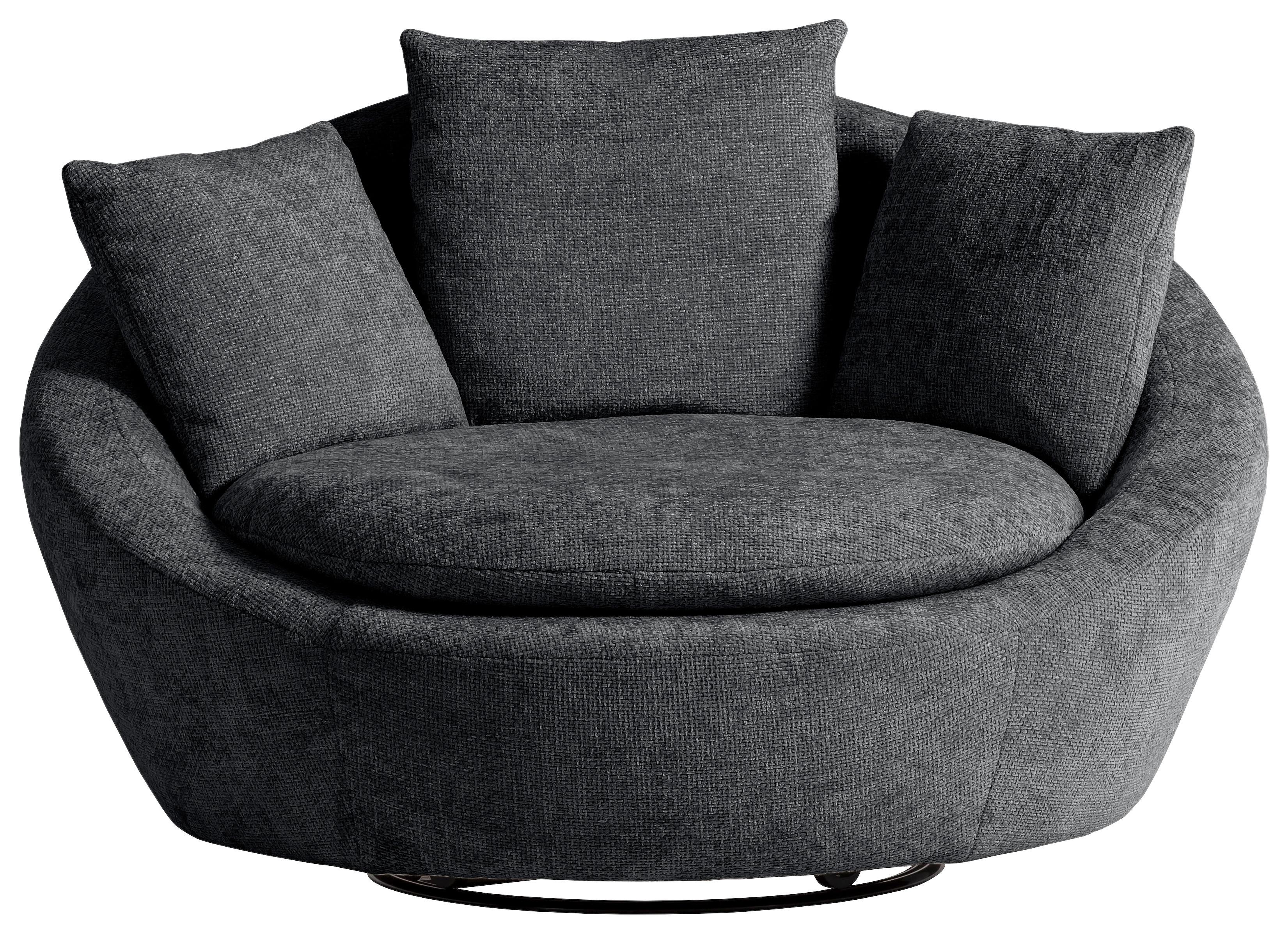 SESSEL MAUI - Anthrazit/Silberfarben, MODERN, Textil (130/80/112cm) - Trendmanufaktur