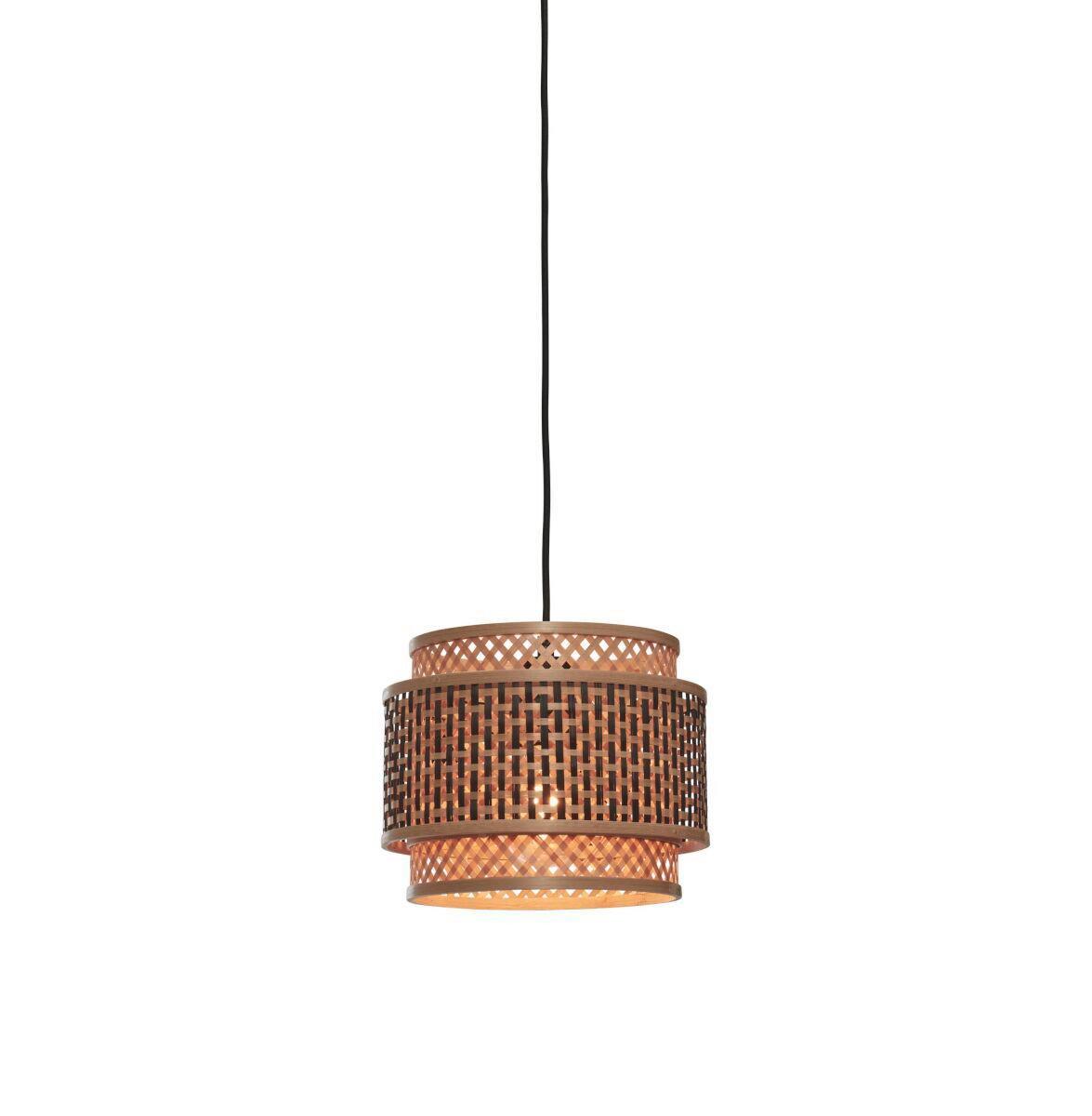 Hängeleuchte Bhutan/H/2520/Bn - Schwarz/Naturfarben, Trend, Holz (25/20cm) - Good & Mojo
