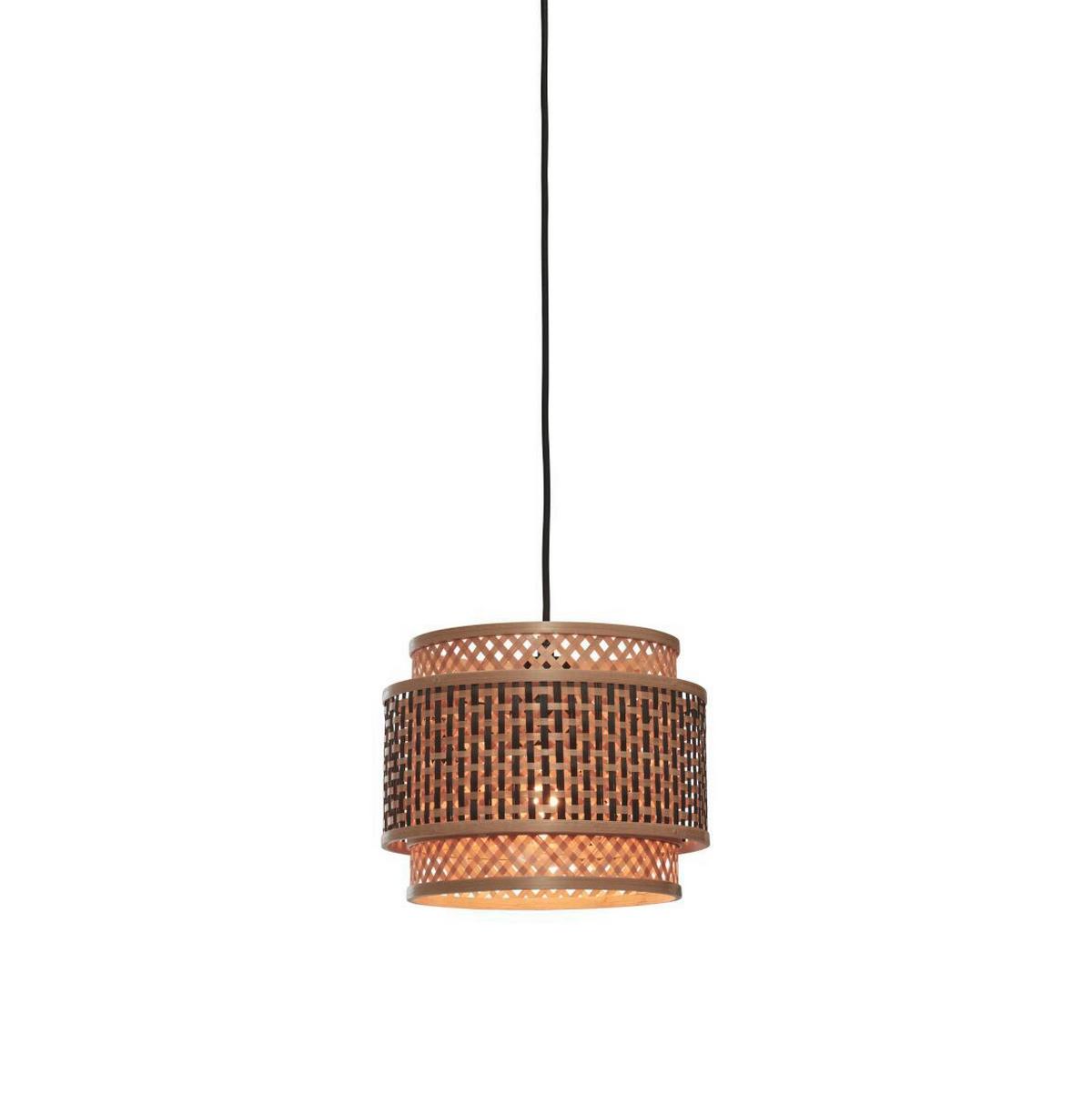 Hängeleuchte Bhutan/H/2520/Bn - Schwarz/Naturfarben, Trend, Holz (25/20cm) - Good & Mojo