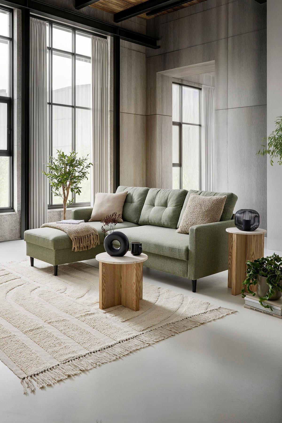 Sedací souprava BERGEN, oboustranná, mátově zelená - mátově zelená, Moderní, kov/dřevo (192/82/138cm) - Based