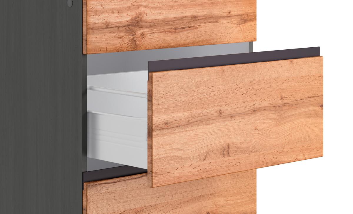 Kochfeldumbauschrank Turin B: 60 cm Graphitfarben/Eiche - Eiche Wotan/Graphitfarben, Design, Holzwerkstoff (60/86/60cm) - Held