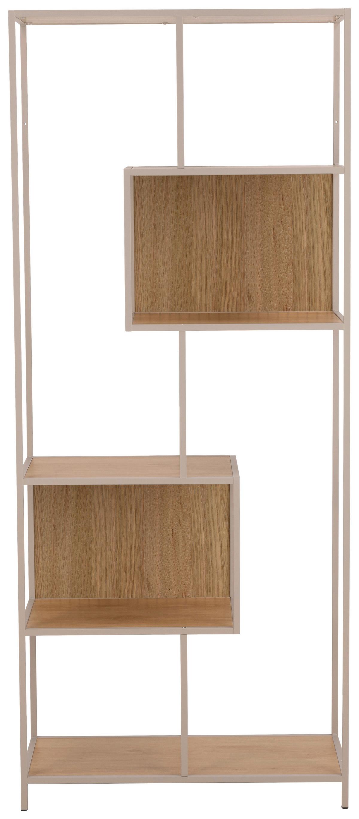 REGÁL SEAFORD - šedá/barvy dubu, Moderní, kov/kompozitní dřevo (77/185/35cm) - Xora