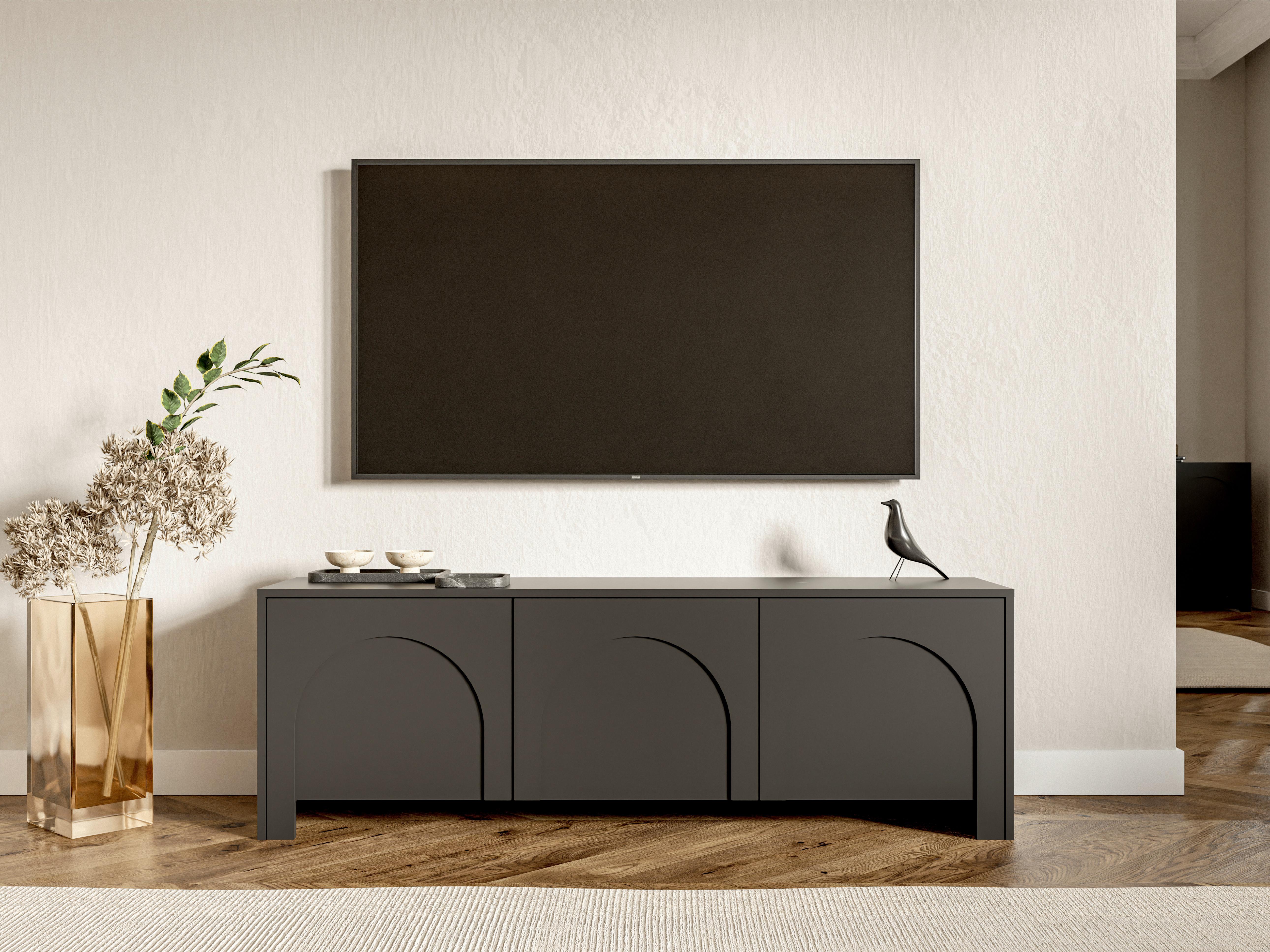 Černá komoda, bezúchytkové otevíraní, š: 150cm - černá, Design, kompozitní dřevo (150/49/35cm)