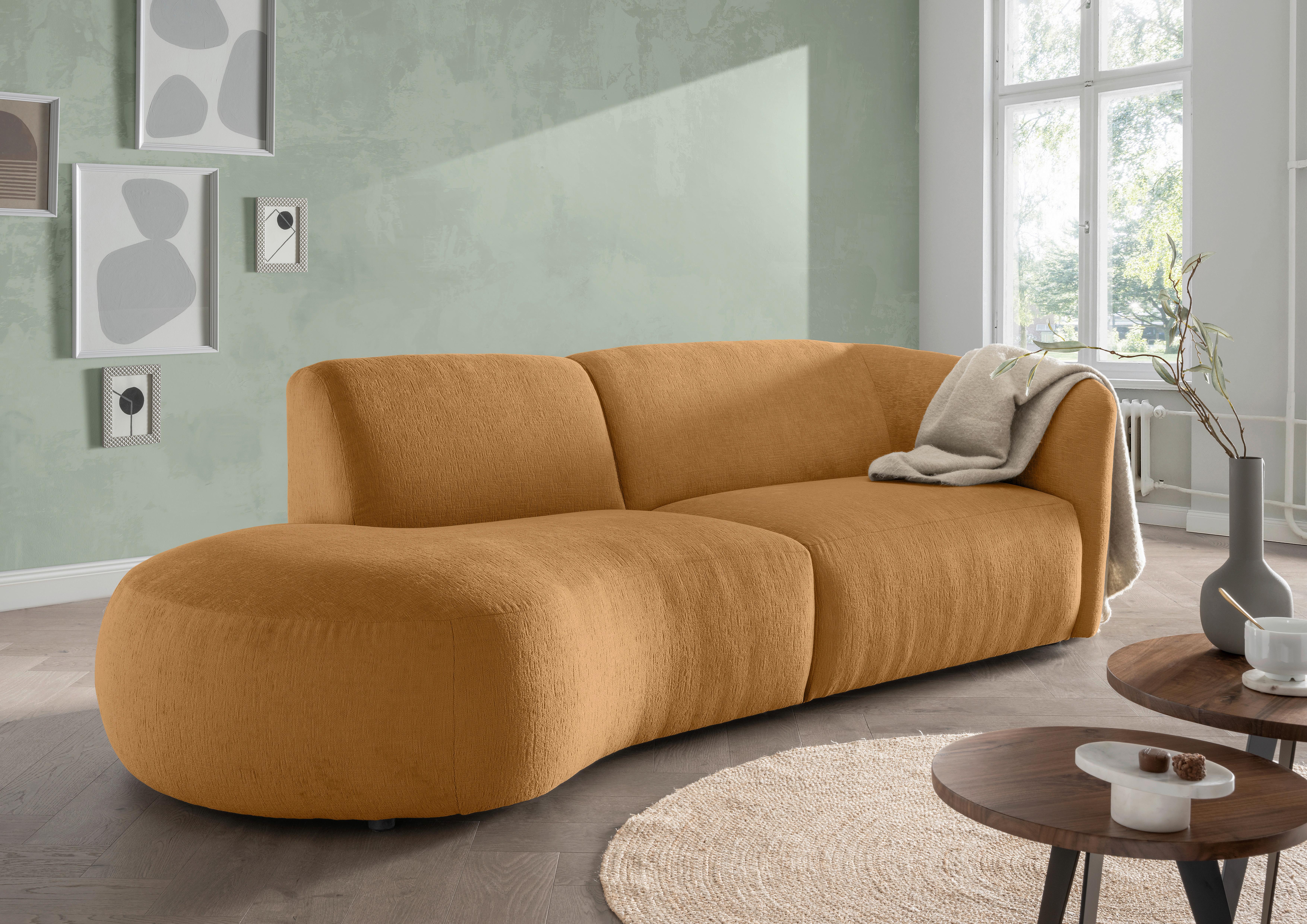 Ecksofa Jesi, Goldfarben S: 107x238 Cm - Goldfarben/Schwarz, MODERN, Textil (107/238cm) - Livetastic