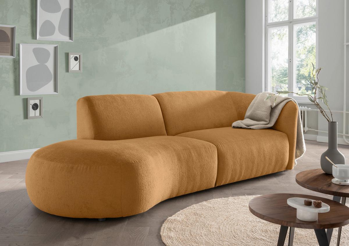 Ecksofa Jesi, Goldfarben S: 107x238 Cm - Goldfarben/Schwarz, MODERN, Textil (107/238cm) - Livetastic