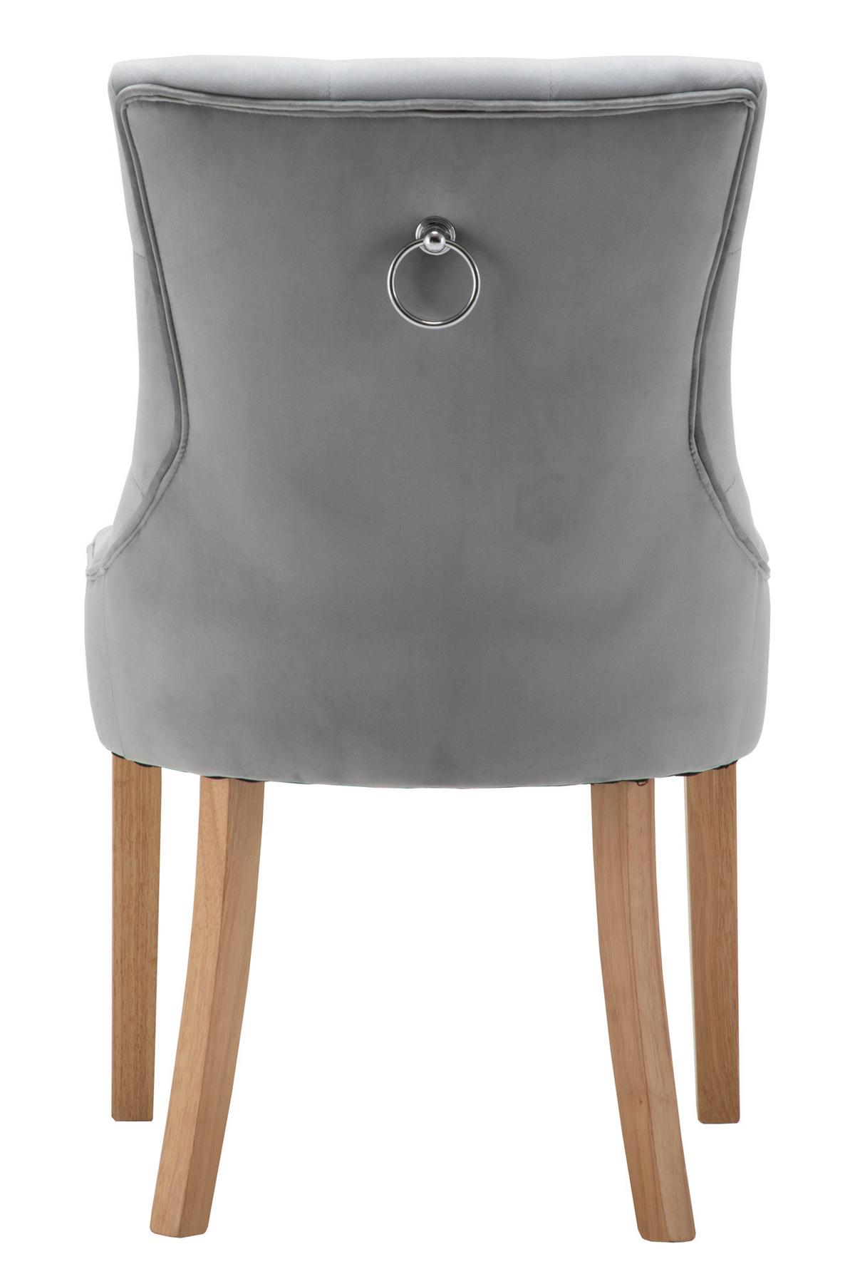 Stuhl-set Samt Hellgrau, B: 56cm - Hellgrau/Naturfarben, Design, Holz/Textil (56/91/63cm) - Livetastic