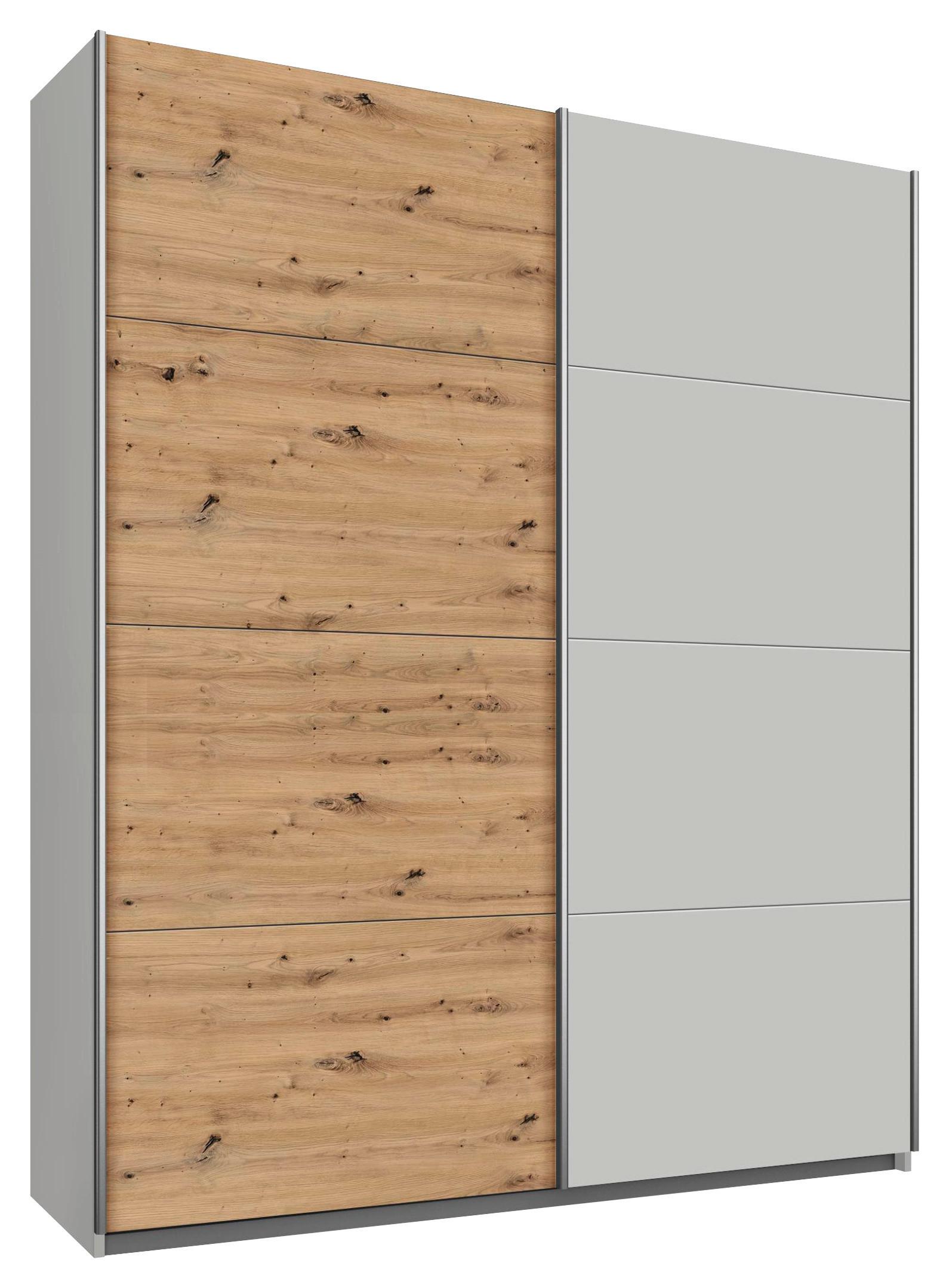 Schwebetürenschrank 181 Cm Feldkirch 8, Grau/eiche Dekor - Eichefarben/Grau, MODERN, Holzwerkstoff (181/229/62cm)