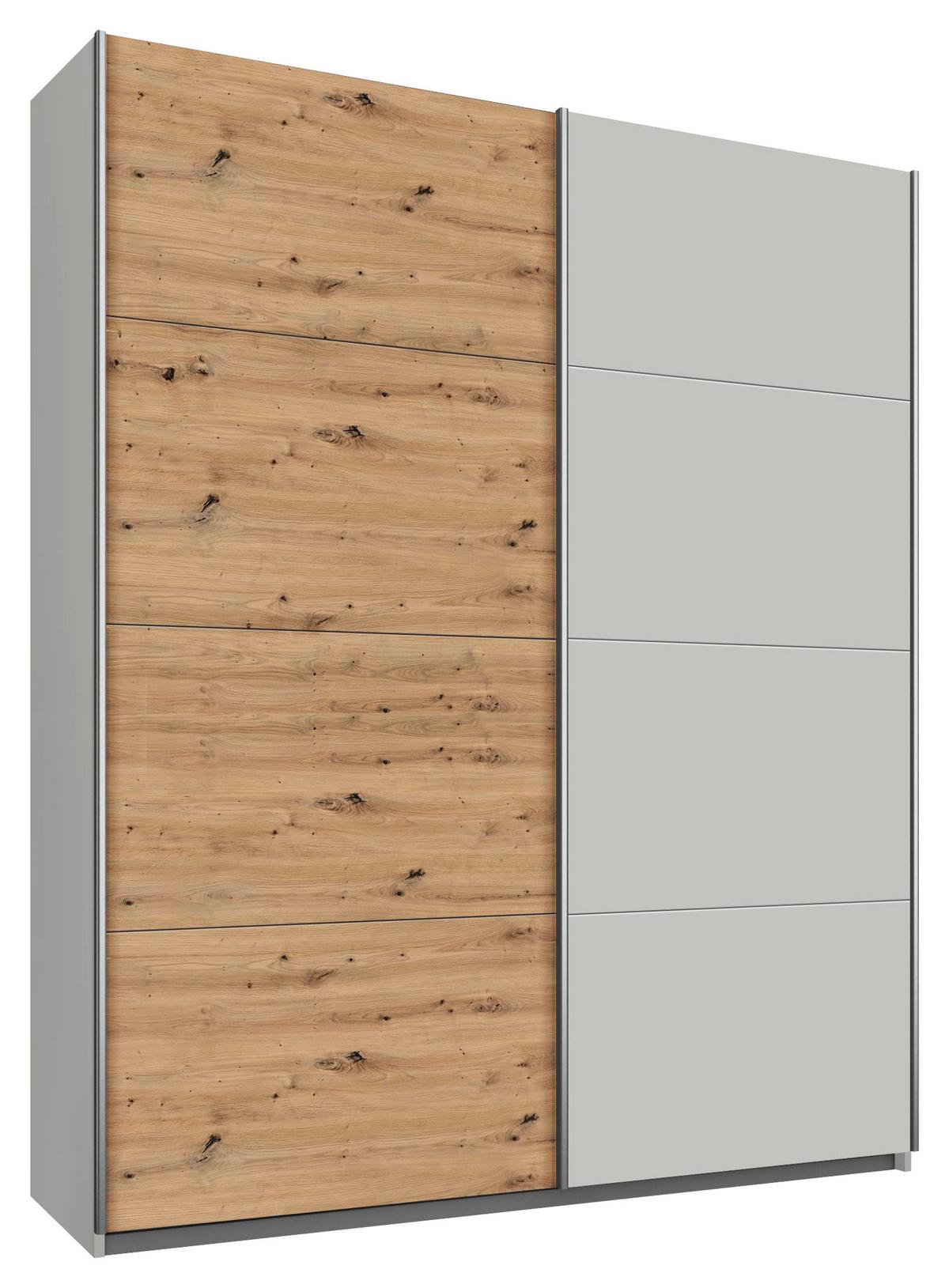 Schwebetürenschrank 181 Cm Feldkirch 8, Grau/eiche Dekor - Eichefarben/Grau, MODERN, Holzwerkstoff (181/229/62cm)