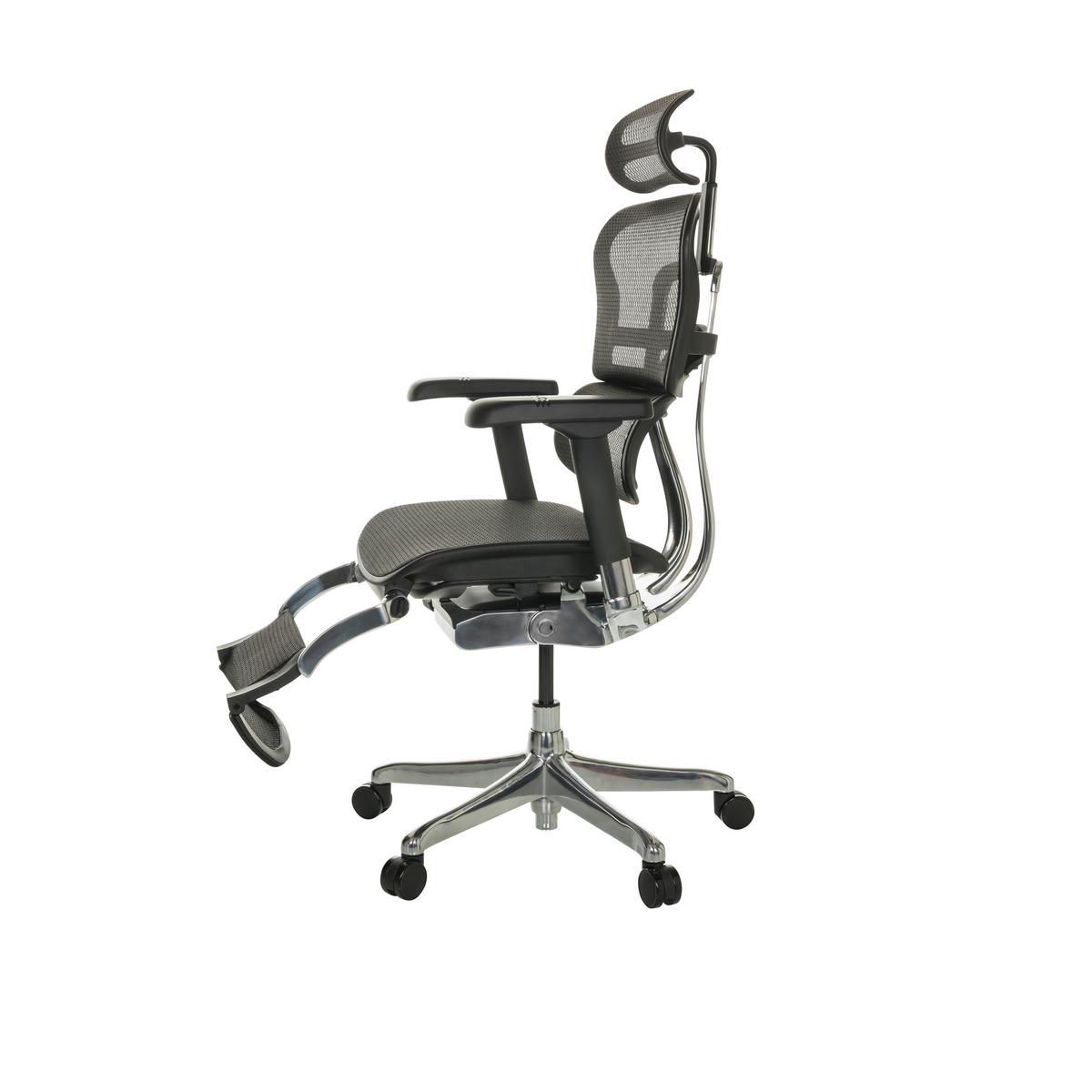 Drehstuhl Ergohuman Plus Legpro I - Schwarz/Grau, Basics, Kunststoff/Textil (68/118-141/64cm) - MID.YOU