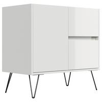 Sideboard Posseik Industrial Weiß B: 79 cm - Weiß Hochglanz/Schwarz, Design, Holzwerkstoff (79/75,8/42cm) - MID.YOU