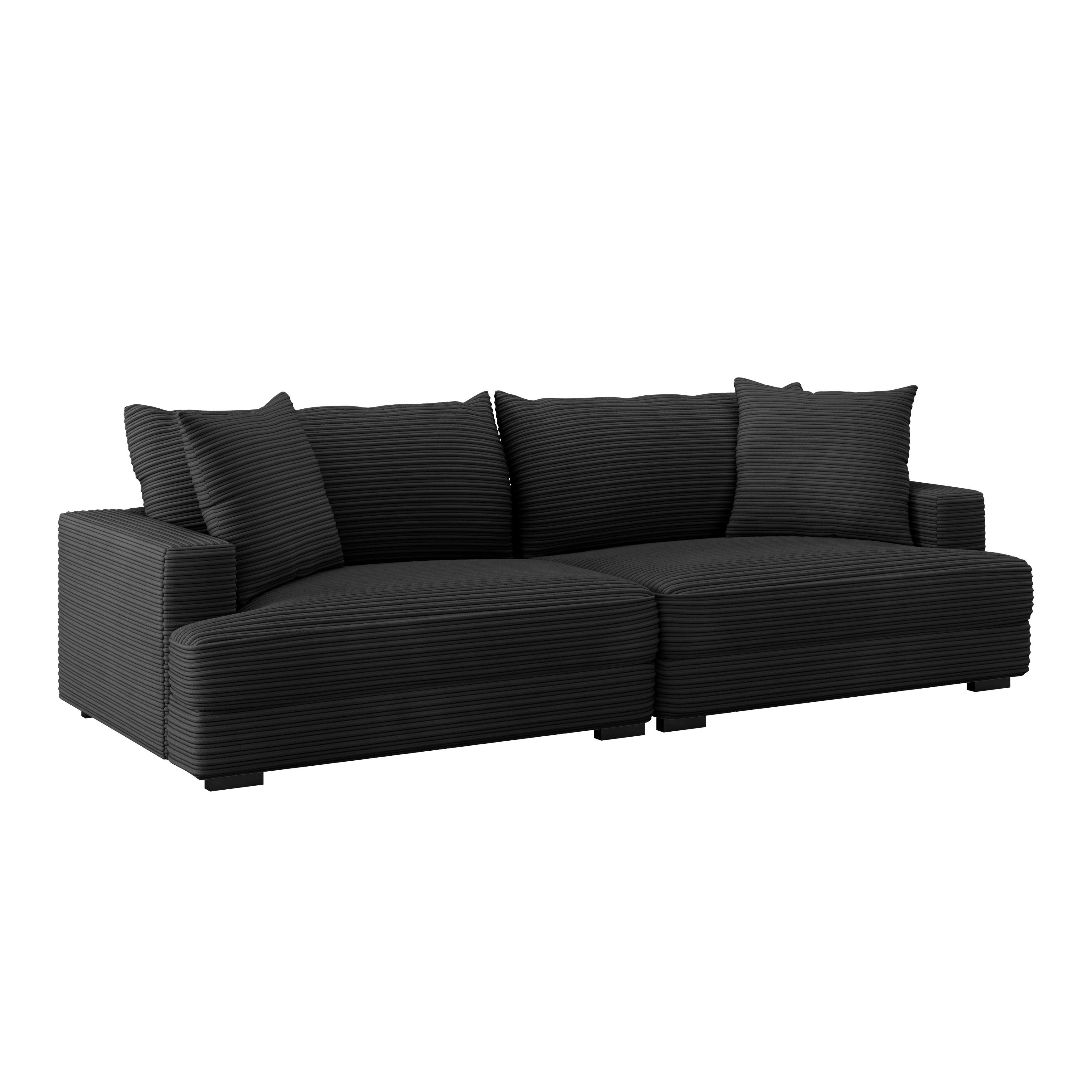 Megasofa Pelle-Megasofa - Wengefarben/Schwarz, Trend, Textil (261/124cm) - Luca Bessoni