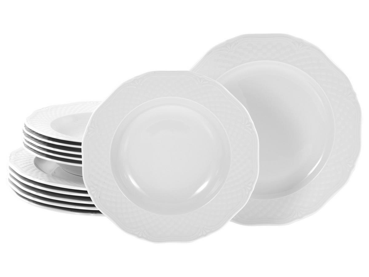 Tafelservice Arianne 12-Tlg. Keramik, Weiß - Weiß, Basics, Keramik - Creatable