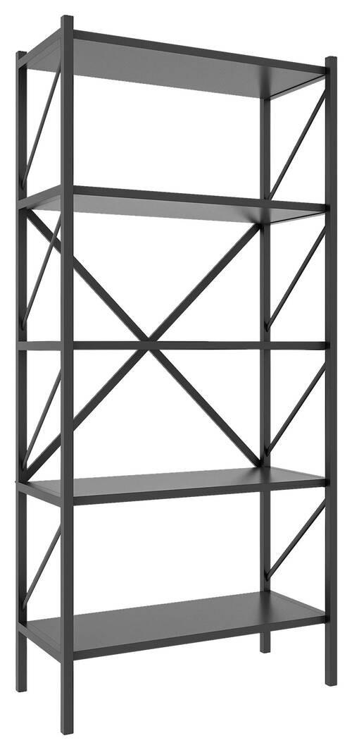 Industriální regál Insasi, antracitová - antracitová, Moderní, kompozitní dřevo (66/160/34cm) - MID.YOU