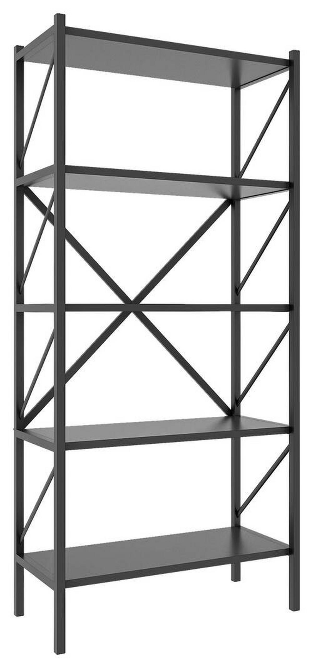 Industriální regál Insasi, antracitová - antracitová, Moderní, kompozitní dřevo (66/160/34cm) - MID.YOU