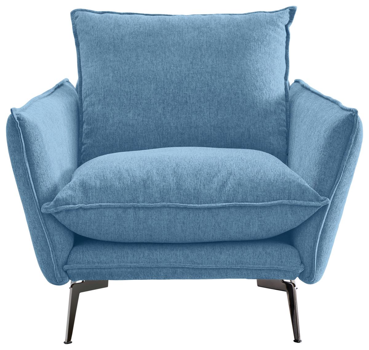 Sessel Skye Blau B: 96 Cm - Blau/Schwarz, Design, Textil (96/84/100cm) - Livetastic