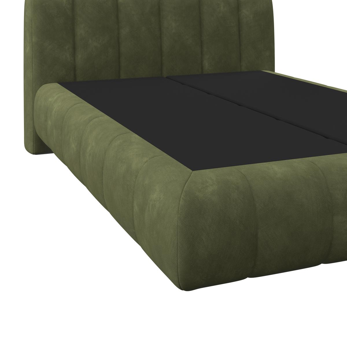 Boxspringbett Nobu O. Matratze Dunkelgrün, Lf: 140x200 Cm - Dunkelgrün/Schwarz, Trend, Holz/Textil (140/200cm)