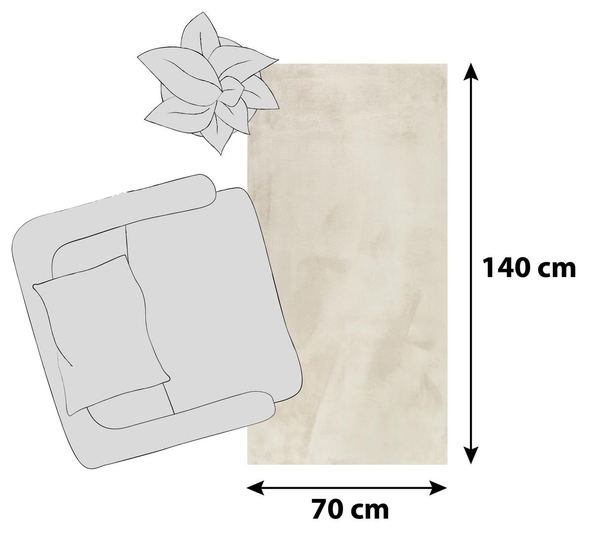 Hochflorteppich Alice Creme/beige 70x140 Cm - Beige/Creme, KONVENTIONELL, Textil (70/140cm) - Esprit