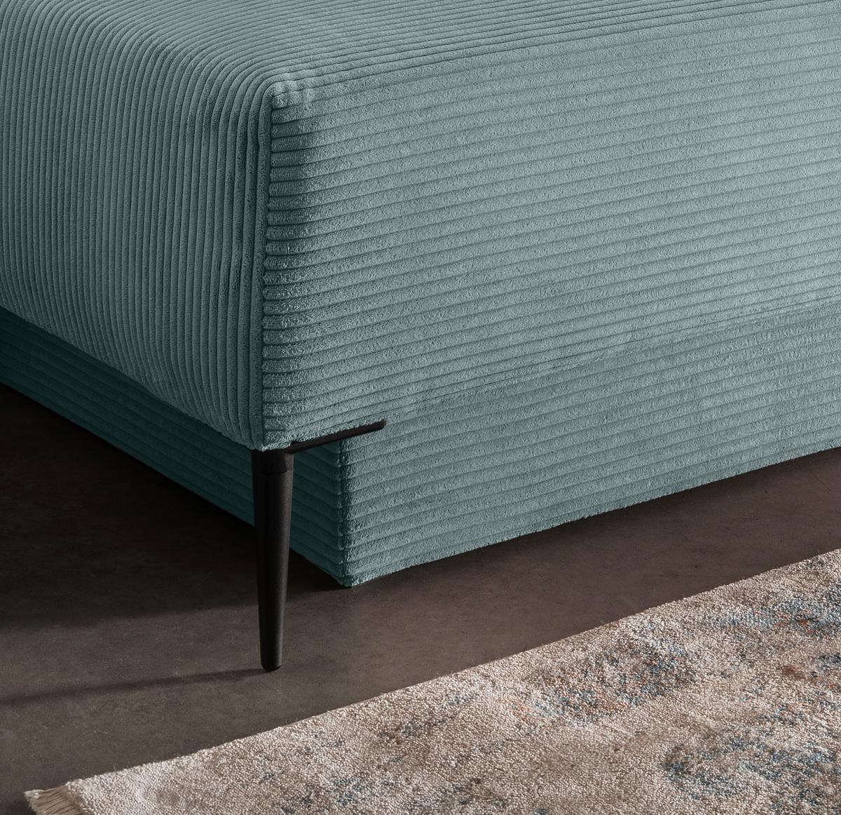 Schlafsofa Petri Hellblau Cord, Rücken Echt B: 198 cm - Schwarz/Hellblau, MODERN, Textil (198/90/100cm) - Livetastic