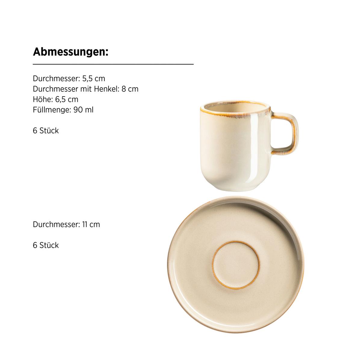 Kaffeebecherset Cordelia Sandfarben, 12-Teilig - Sandfarben, Trend, Keramik - Mäser