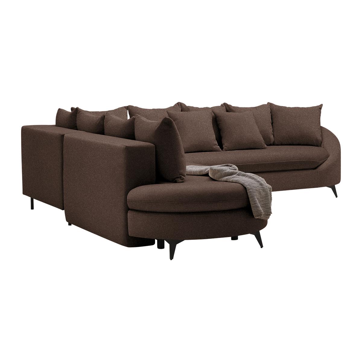 Rohová sedačka AXEL, levá, hnědá tkanina - černá/hnědá, Moderní, kov/textil (250/291cm) - Mömax