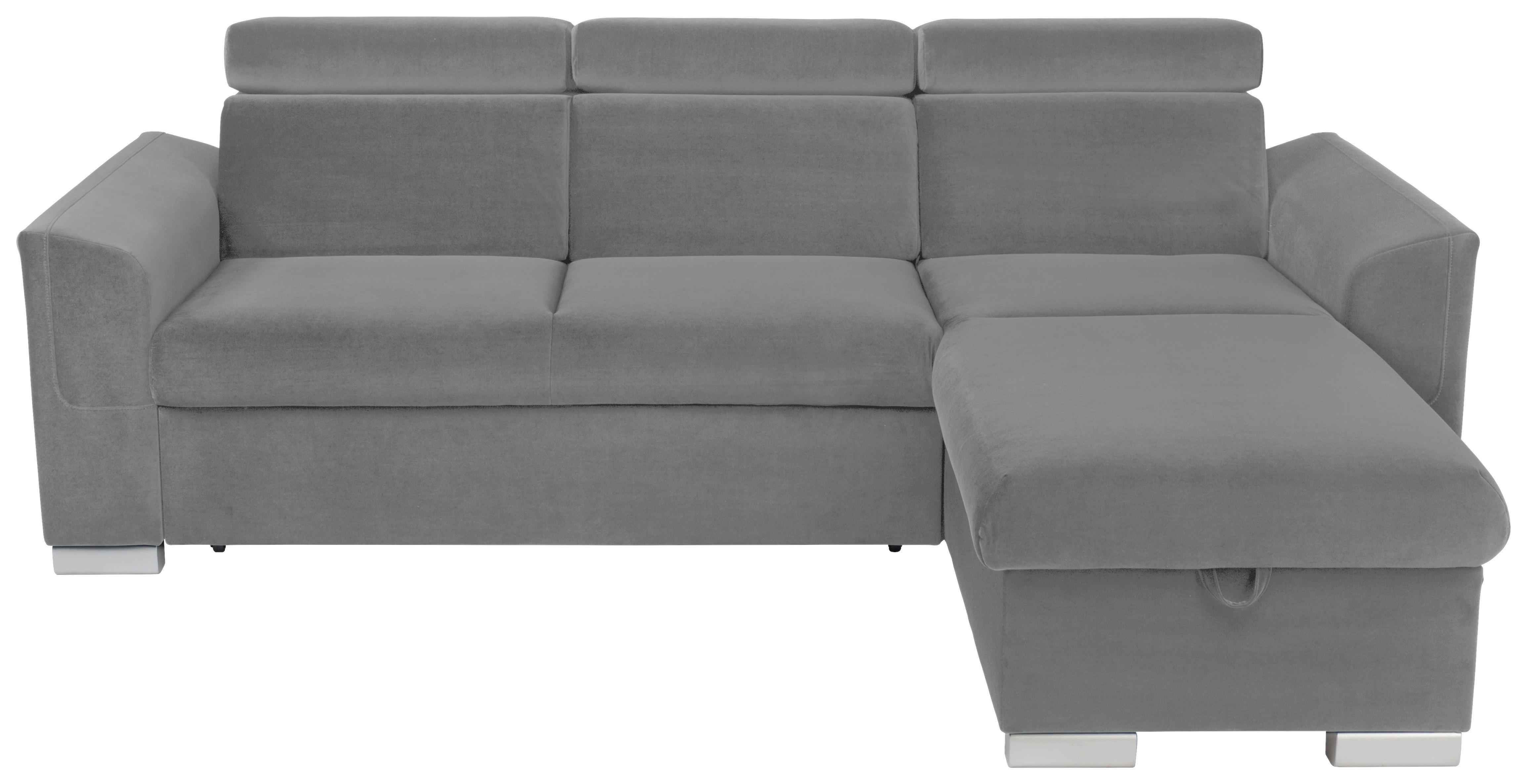 Ecksofa Evia - Alufarben/Grau, Design, Holz/Textil (243/186cm) - MID.YOU