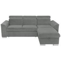 Ecksofa Evia - Alufarben/Grau, Design, Holz/Textil (243/186cm) - MID.YOU