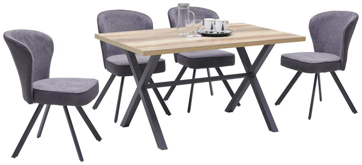Étkezőasztal Bonny T - tölgyfa/antracit, Konventionell, faalapú anyag/fém (140/75/90cm)