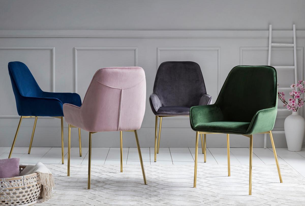 Armlehnstuhl-set Blau B: 58 Cm - Blau/Goldfarben, MODERN, Textil/Metall (58/89/58cm) - Livetastic