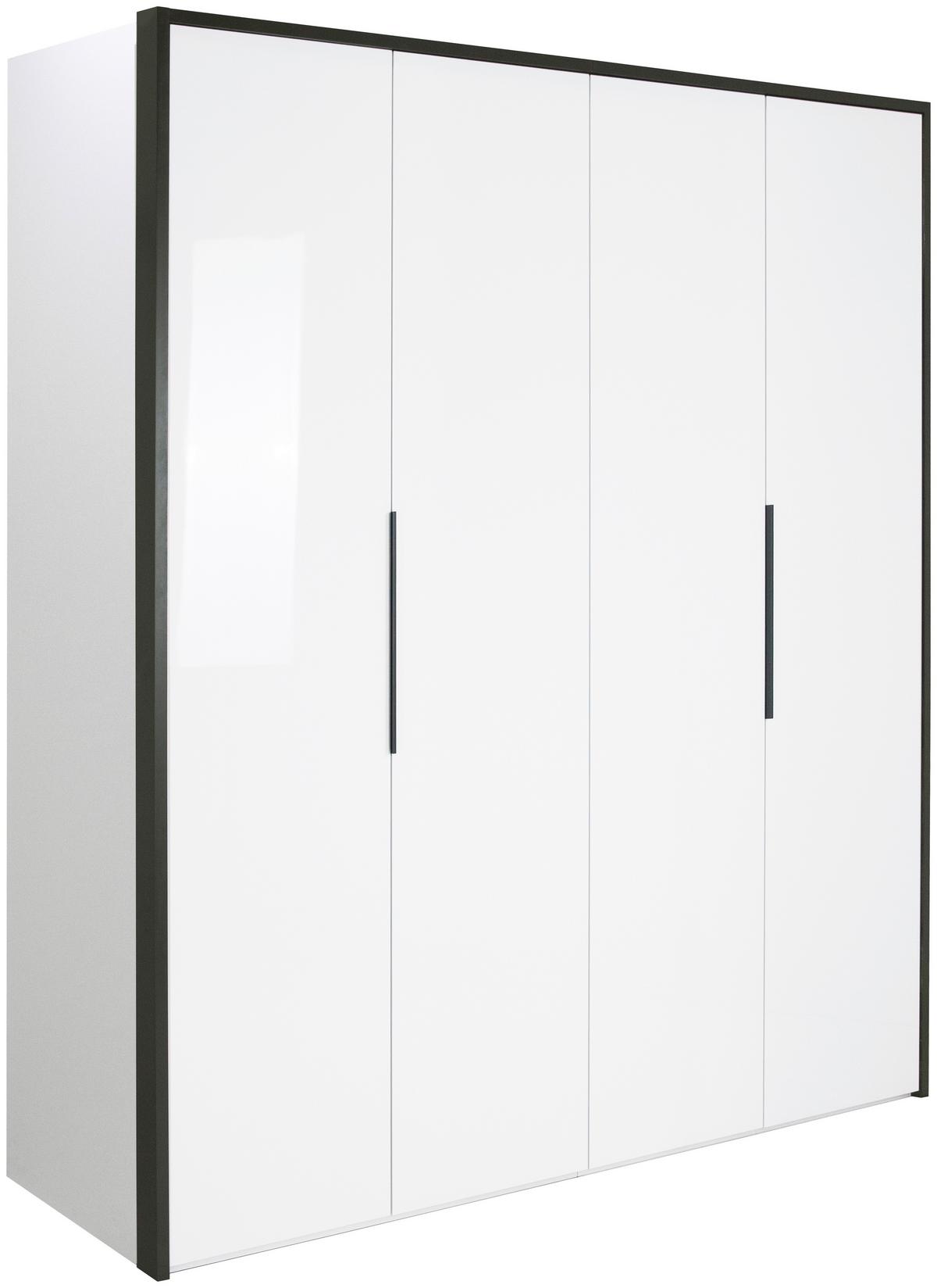 Drehtürenschrank 201cm Lucca Weiß - Weiß, MODERN, Holzwerkstoff (201/221/60cm)