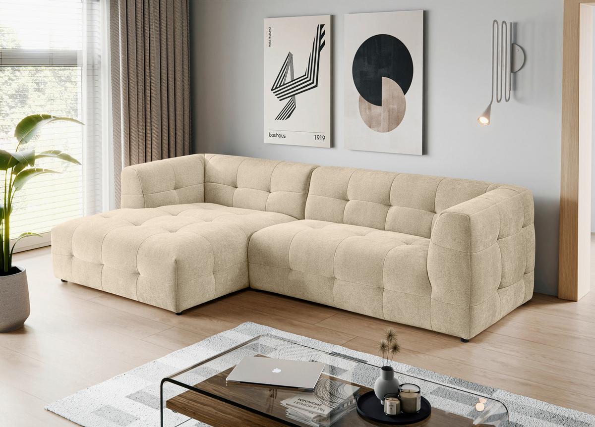 Ecksofa Tenso Beige S: 161x292cm - Beige/Schwarz, Basics, Holz/Textil (161/292cm) - MID.YOU
