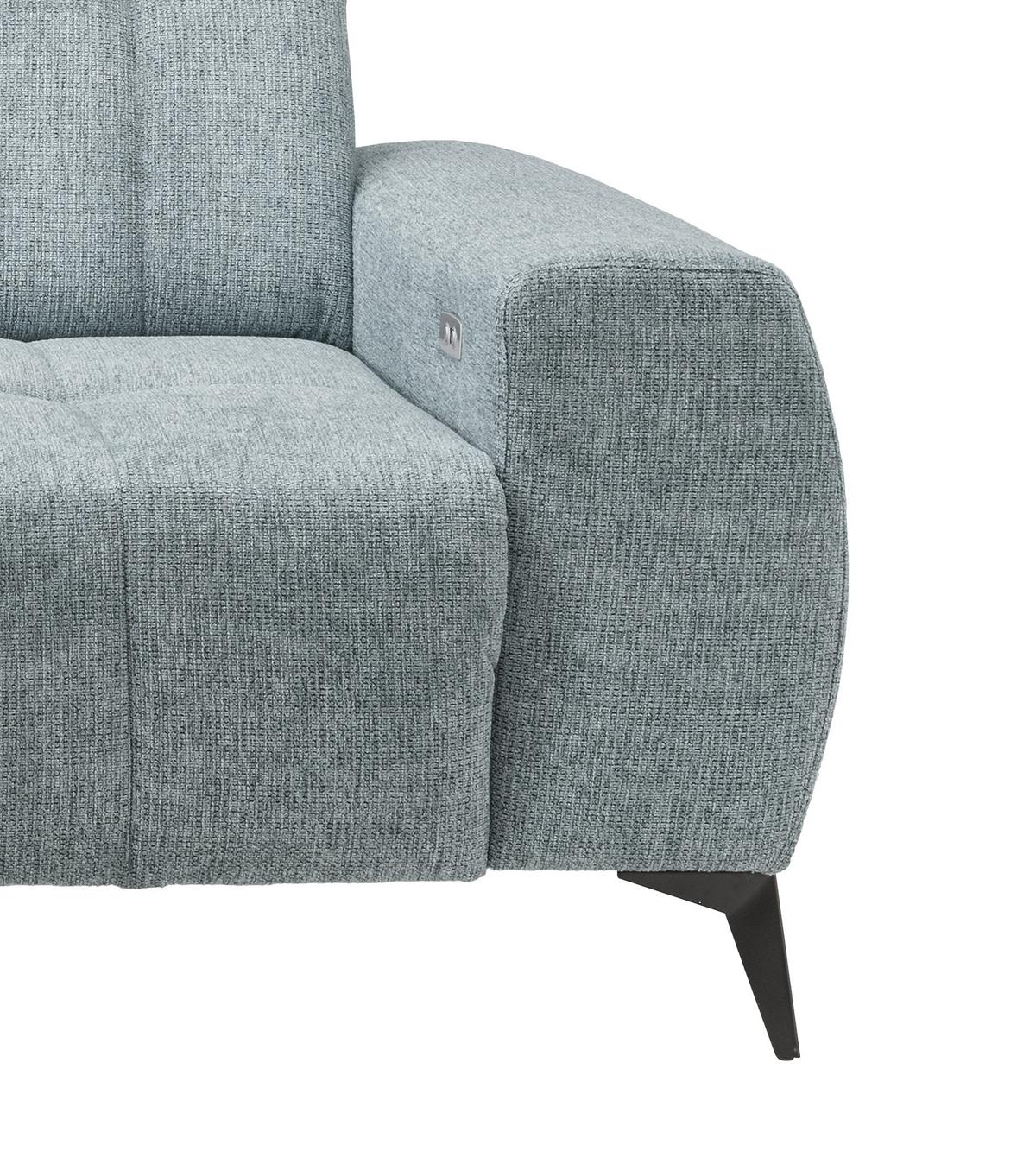 Ecksofa mit USB Anschluss Sano, Mintgrün, S: 200x261 cm - Schwarz/Mintgrün, MODERN, Textil (200/261cm) - Livetastic