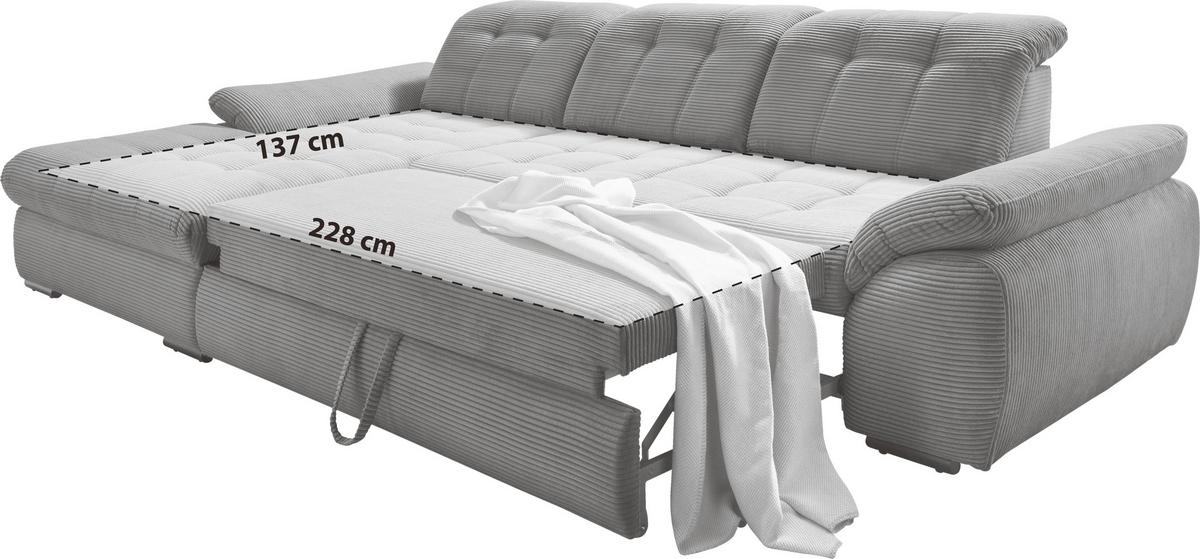 Ecksofa Mit Bettkasten Rigatti Hellblau S: 184x314 Cm - Chromfarben/Anthrazit, MODERN, Textil (184/314cm) - Livetastic