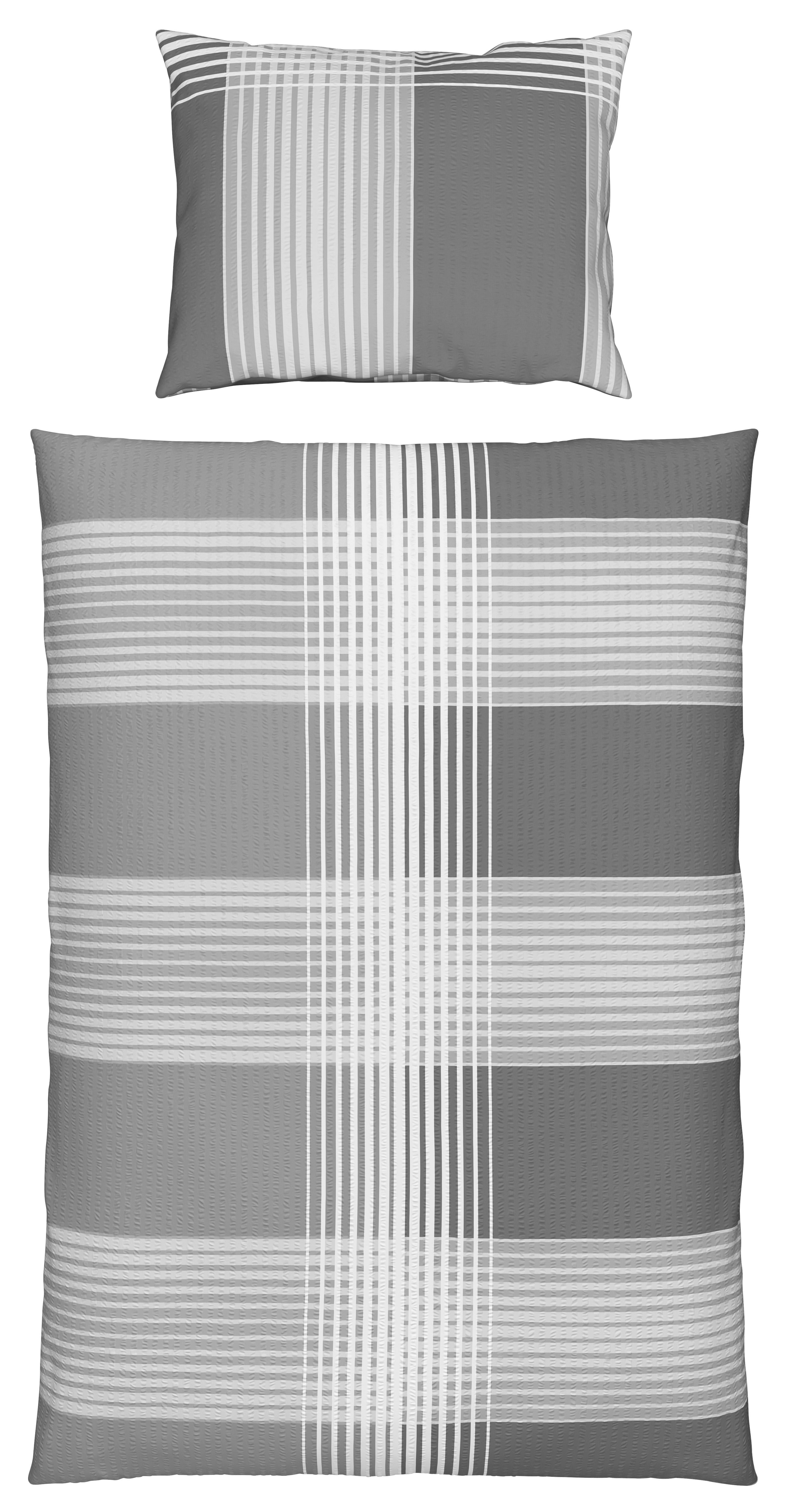 Bettwäsche 140x200 Cm Enja Baumwolle Silber - Silberfarben, MODERN, Textil (140/200cm) - Luca Bessoni