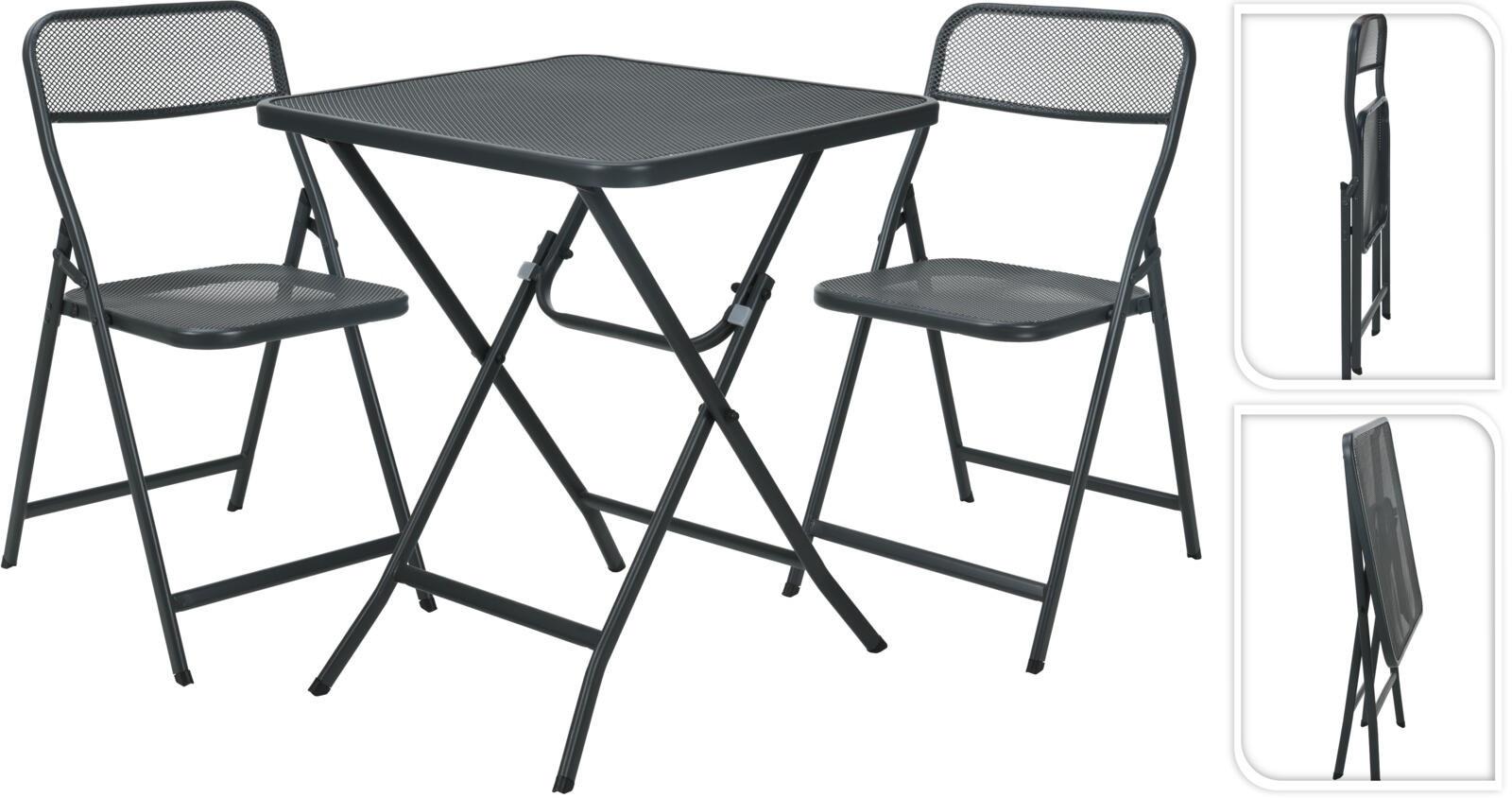 Gartenmöbelset 3tlg. Schwarz - Schwarz, Basics, Metall (60/72/60cm)