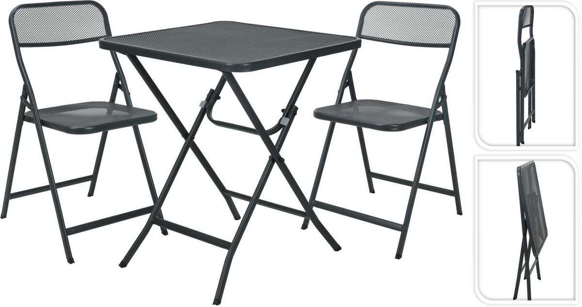 Gartenmöbelset 3tlg. Schwarz - Schwarz, Basics, Metall (60/72/60cm)