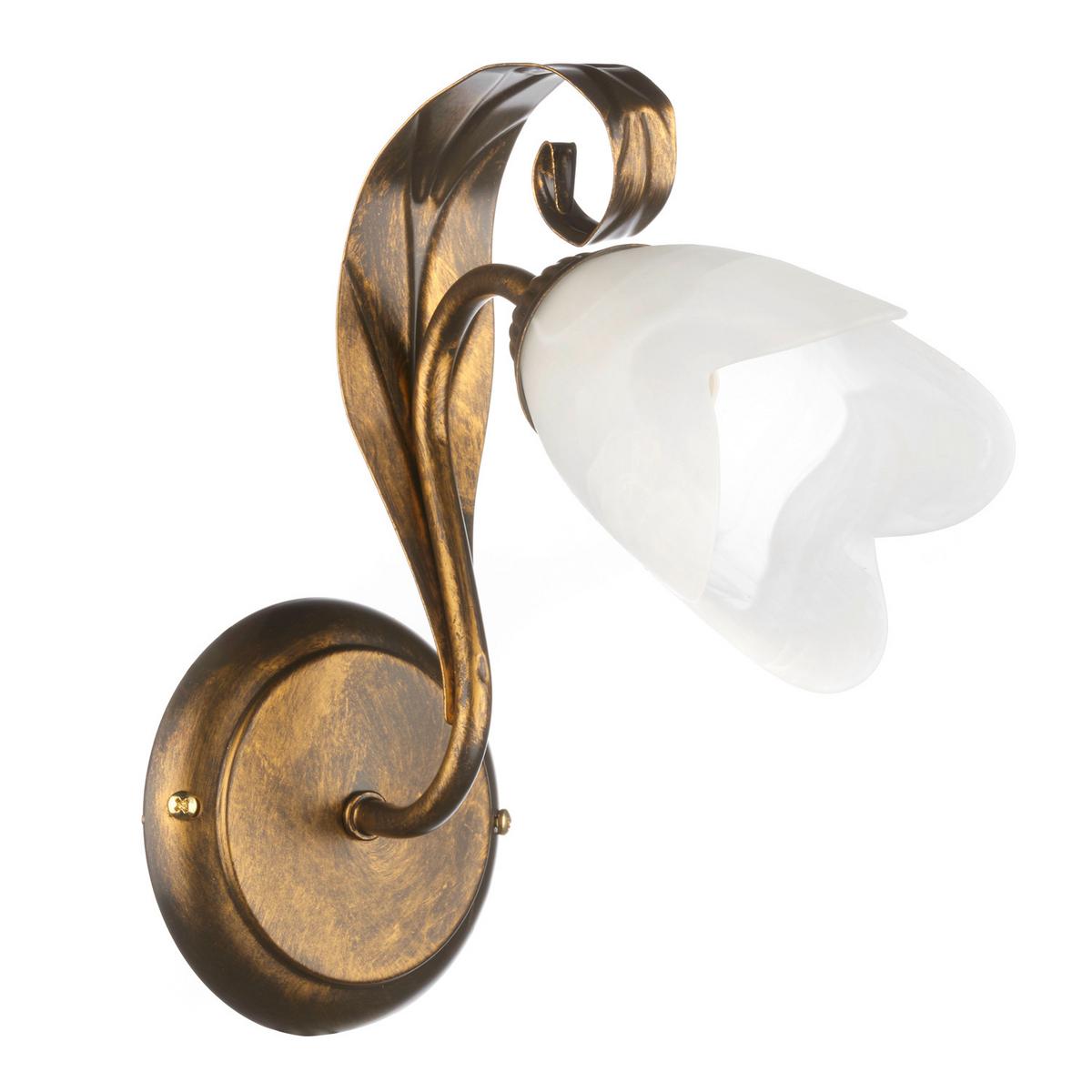 Wandleuchte Perlmutt Bronzefarben L: 25 Cm - Perlmutt/Bronzefarben, KONVENTIONELL, Glas/Metall (25/19/32cm)