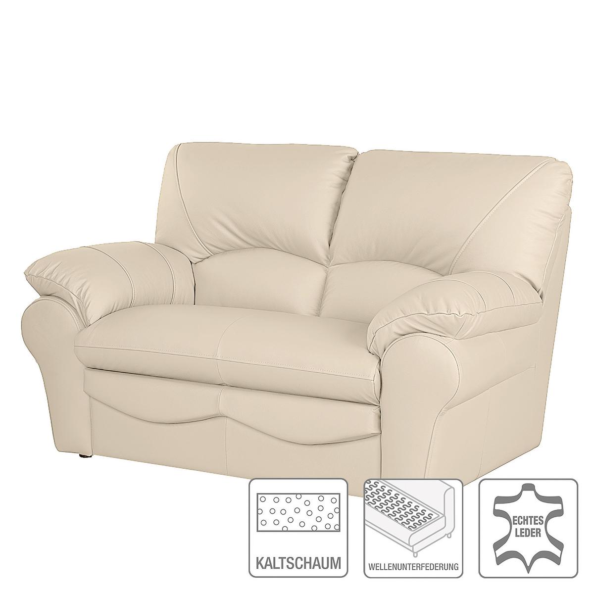 2-Sitzer-Sofa Oslo Beige B: 150 cm - Beige/Schwarz, Design, Leder (150/92/85cm) - Livetastic