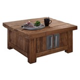 Couchtisch Holz Massiv mit Stauraum Coruna, Teakholz - Naturfarben, Basics, Holz (85/40/85cm)