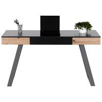 Schreibtisch B 140cm H 60cm Eichefarben/Grau Viola - Eichefarben/Grau, MODERN, Holzwerkstoff/Metall (140/60/76cm) - MID.YOU