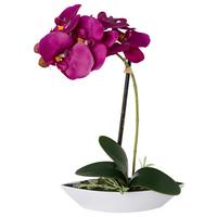 Kunstpflanze Orchideen Lila, Topf: Weiß, H: 30 cm - Lila/Weiß, Design, Keramik/Kunststoff (30cm) - P & B