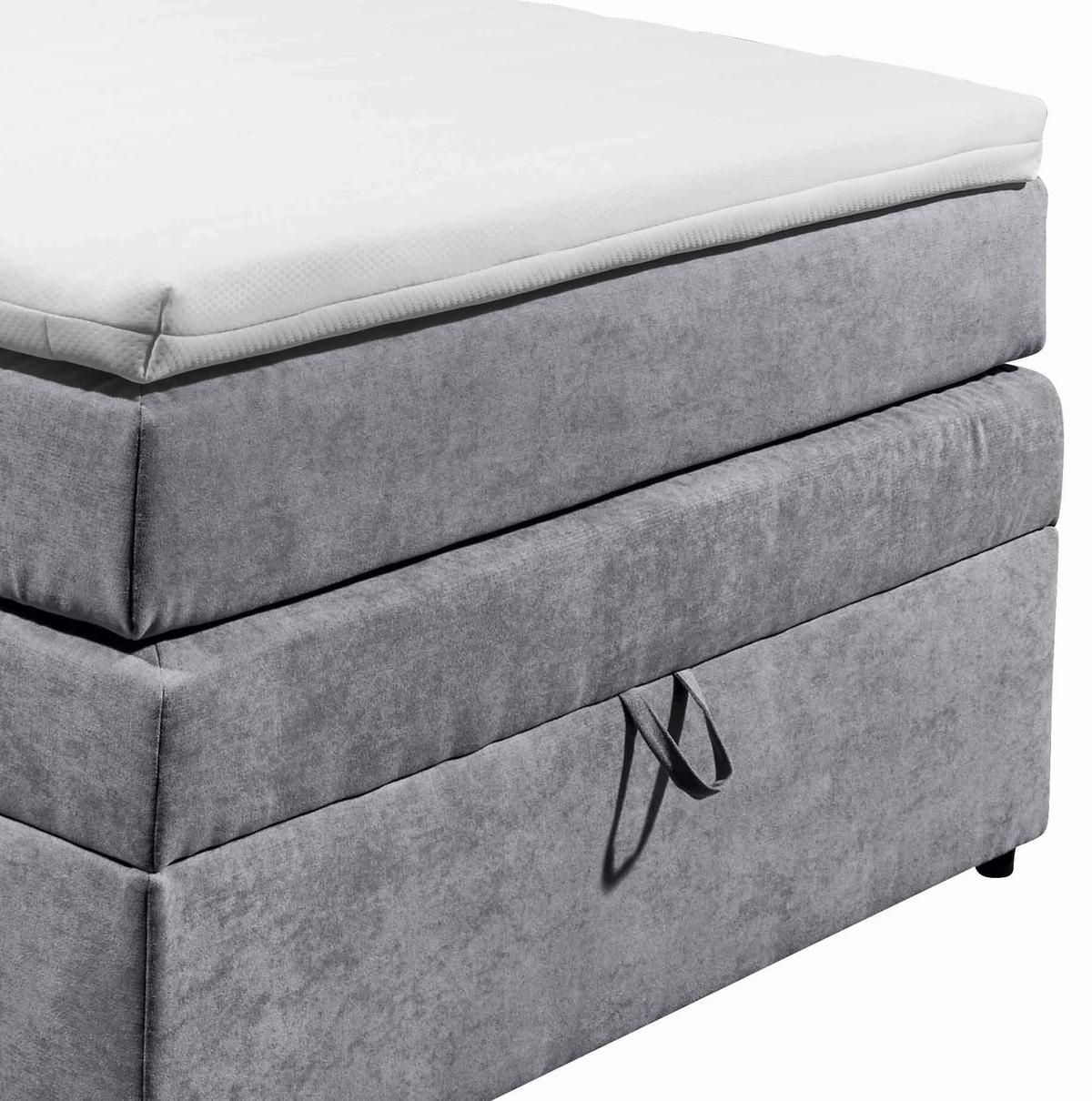 Boxspringbett Mit Topper & Bettkasten 120x200 Tacoma 3 - Hellgrau, KONVENTIONELL (120/200cm) - MID.YOU