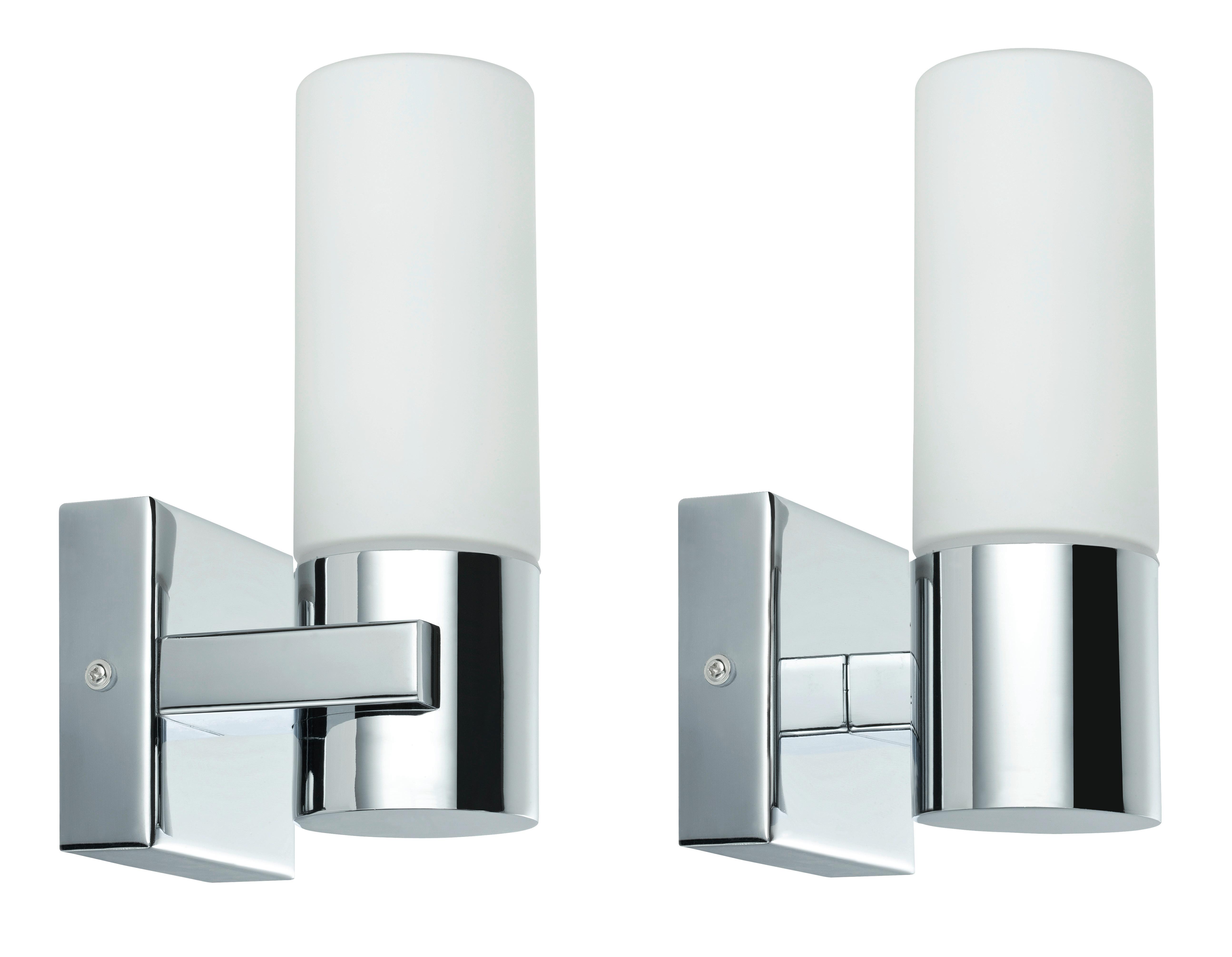 Wandleuchte Gemini Ip44 2-Flammig 2er-Set Milchglas - Chromfarben, Basics, Glas/Metall (8,5/19,5/10,5cm) - Paulmann