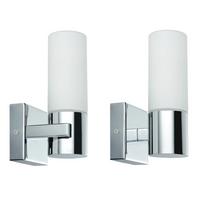 Wandleuchte Gemini Ip44 2-Flammig 2er-Set Milchglas - Chromfarben, Basics, Glas/Metall (8,5/19,5/10,5cm) - Paulmann
