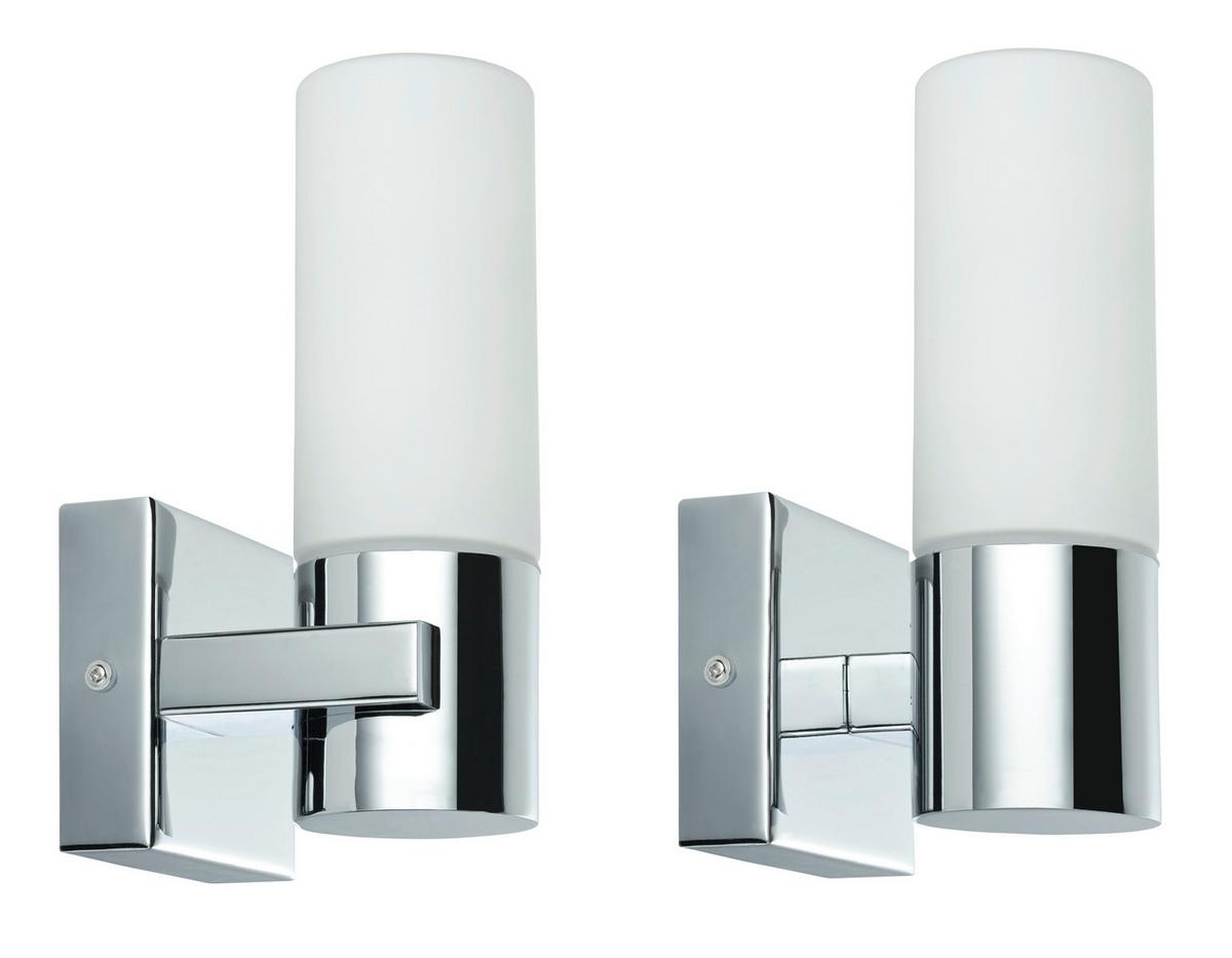 Wandleuchte Gemini Ip44 2-Flammig 2er-Set Milchglas - Chromfarben, Basics, Glas/Metall (8,5/19,5/10,5cm) - Paulmann