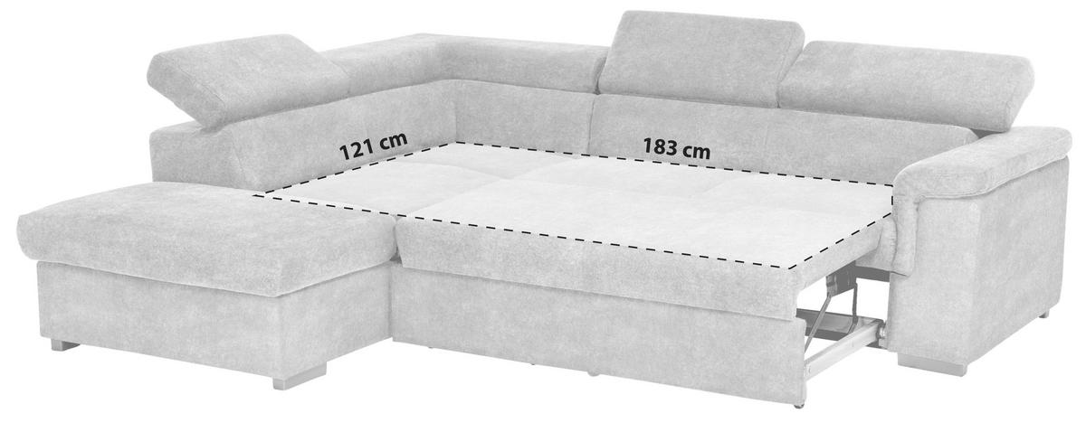 Ecksofa mit Schlaffunktion + Bettkasten Milla Grau/Fango - Fango/Schwarz, Basics, Holz/Textil (217/252cm) - MID.YOU