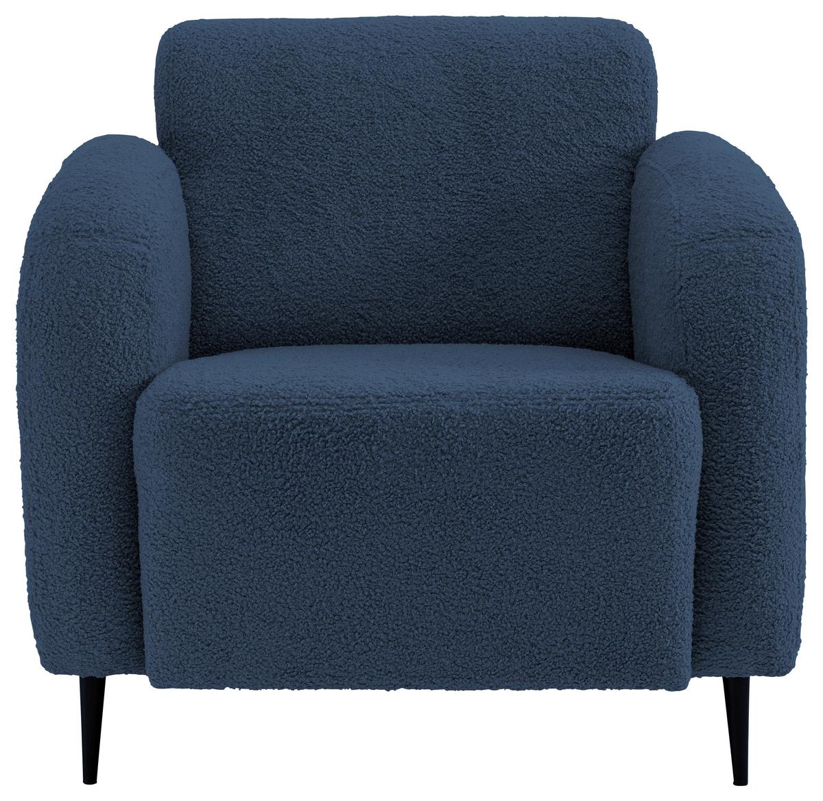 Polstersessel mit Armlehnen Marone Blau Teddystoff - Blau/Schwarz, MODERN, Textil (85/76/90cm) - Livetastic