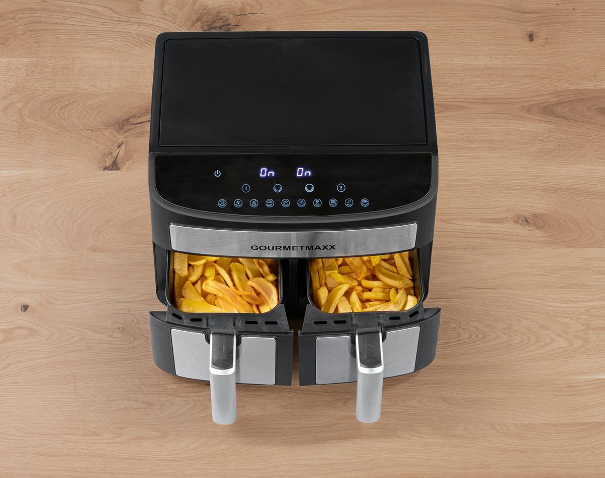 Heißluftfritteuse Zweikammernmodell - Silberfarben/Schwarz, LIFESTYLE, Kunststoff/Metall (39/36/31cm)