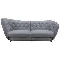 Big Sofa Mit Echtem Rücken Retro B: 256 Cm Grau - Chromfarben/Grau, MODERN, Textil (256/85/115cm) - MID.YOU