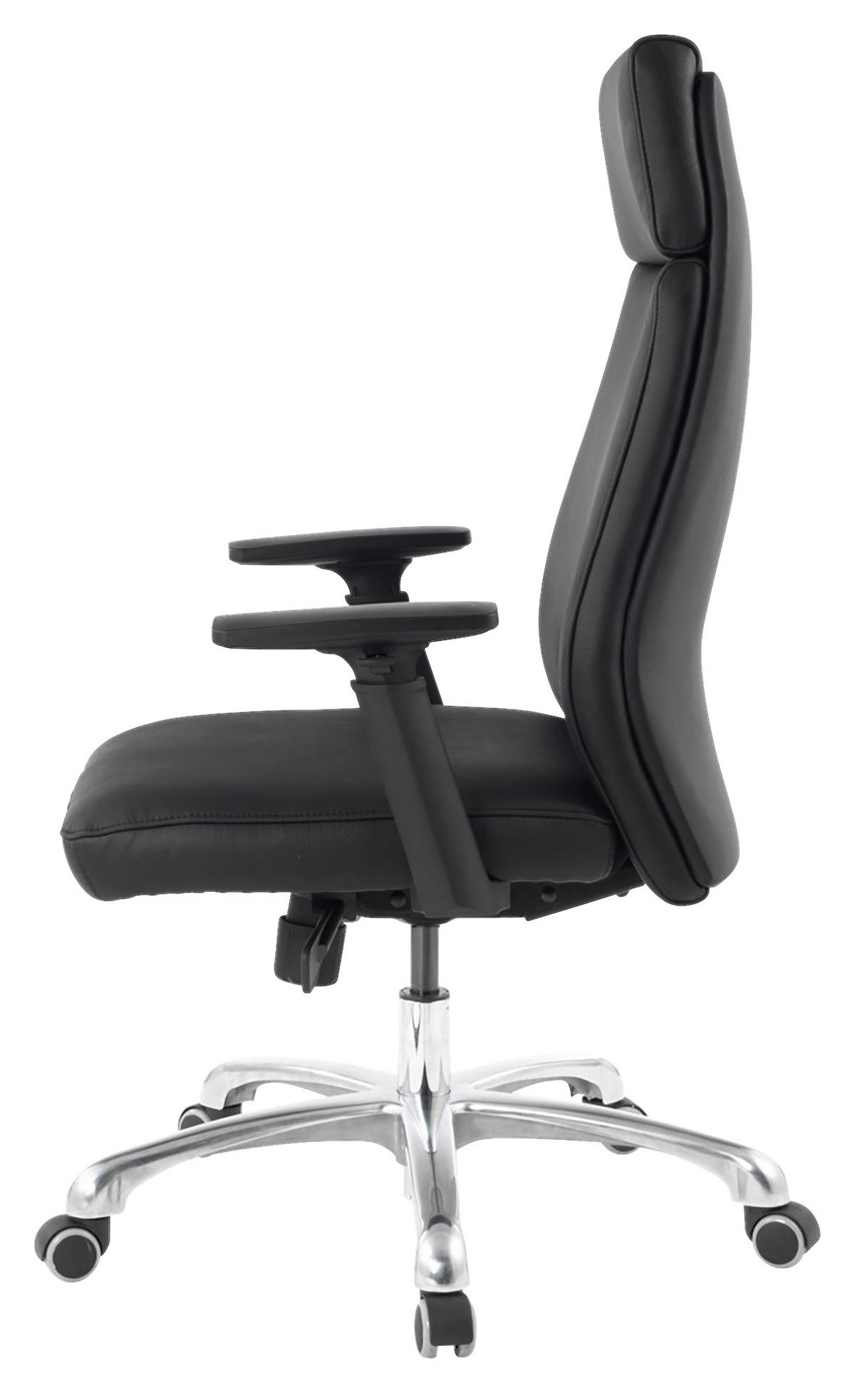 Otočná židle z kůže PORTO černá - černá/barvy hliníku, Moderní, kov/plast (67,5/117,5/67,5cm) - MID.YOU